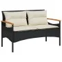 Banco de jardín y cojines ratán sintético negro 116x62,5x74 cm by vidaXL, garden benches - Ref: Foro24-368401, Price: 144,66 ...