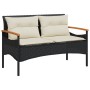 Banco de jardín y cojines ratán sintético negro 116x62,5x74 cm by vidaXL, garden benches - Ref: Foro24-368401, Price: 155,26 ...