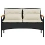 Banco de jardín y cojines ratán sintético negro 116x62,5x74 cm by vidaXL, garden benches - Ref: Foro24-368401, Price: 144,66 ...
