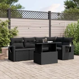 Set de sofás de jardín 6 piezas y cojines ratán sintético negro by vidaXL, Garden sets - Ref: Foro24-3267885, Price: 461,29 €...