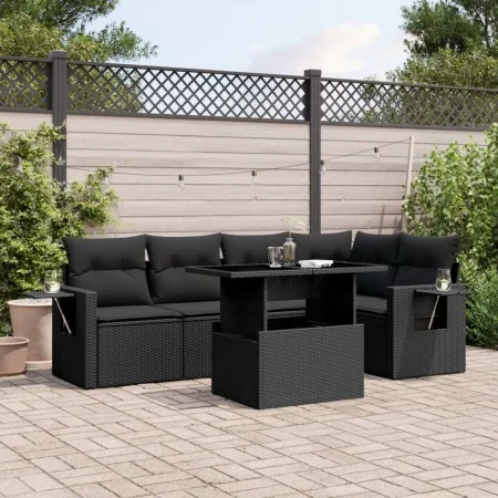 Set de sofás de jardín 6 piezas y cojines ratán sintético negro by vidaXL, Garden sets - Ref: Foro24-3267885, Price: 461,29 €...