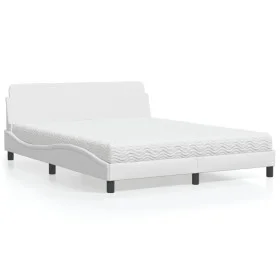 Bed with white synthetic leather mattress 160x200 cm by vidaXL, Beds and slatted bases - Ref: Foro24-3208438, Price: 356,05 €...
