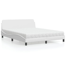 Bett mit weißer Kunstledermatratze 160x200 cm von vidaXL, Betten und Lattenroste - Ref: Foro24-3208438, Preis: 349,25 €, Raba...