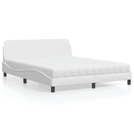 Bett mit weißer Kunstledermatratze 160x200 cm von vidaXL, Betten und Lattenroste - Ref: Foro24-3208438, Preis: 349,25 €, Raba...