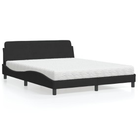 Cama con colchón terciopelo negro 160x200 cm de vidaXL, Camas y somieres - Ref: Foro24-3208433, Precio: 369,58 €, Descuento: %