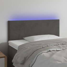 Cabecero con LED de terciopelo gris oscuro 100x5x78/88 cm