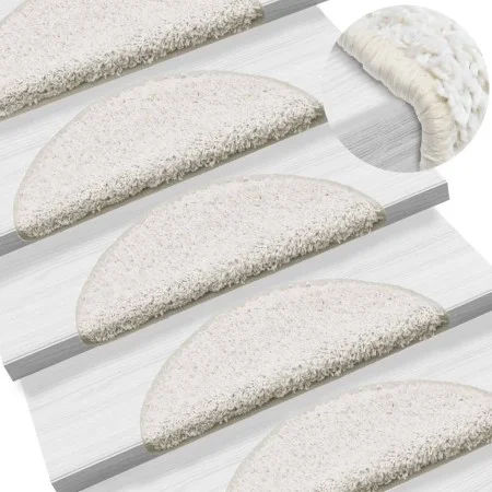 Alfombras de peldaños de escalera 15 uds blanco 56x17x3 cm de vidaXL, Alfombrillas para escalones - Ref: Foro24-133898, Preci...