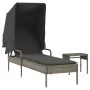 Liegestuhl mit Sonnendach und Tisch aus grauem synthetischem Rattan von vidaXL, Liegen - Ref: Foro24-368199, Preis: 211,76 €,...
