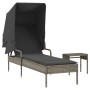 Tumbona con capota y mesa ratán sintético gris by vidaXL, Loungers - Ref: Foro24-368199, Price: 193,31 €, Discount: %