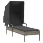 Liegestuhl mit Sonnendach und Tisch aus grauem synthetischem Rattan von vidaXL, Liegen - Ref: Foro24-368199, Preis: 211,76 €,...