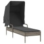Tumbona con capota y mesa ratán sintético gris by vidaXL, Loungers - Ref: Foro24-368199, Price: 193,31 €, Discount: %
