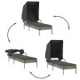 Liegestuhl mit Sonnendach und Tisch aus grauem synthetischem Rattan von vidaXL, Liegen - Ref: Foro24-368199, Preis: 211,76 €,...