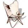 Silla mariposa de cuero auténtico marrón y blanco von vidaXL, Sessel - Ref: Foro24-243696, Preis: 160,28 €, Rabatt: %