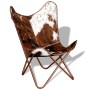 Silla mariposa de cuero auténtico marrón y blanco by vidaXL, Armchairs - Ref: Foro24-243696, Price: 160,28 €, Discount: %