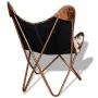 Silla mariposa de cuero auténtico marrón y blanco von vidaXL, Sessel - Ref: Foro24-243696, Preis: 160,28 €, Rabatt: %