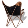 Silla mariposa de cuero auténtico marrón y blanco by vidaXL, Armchairs - Ref: Foro24-243696, Price: 160,28 €, Discount: %
