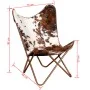 Silla mariposa de cuero auténtico marrón y blanco von vidaXL, Sessel - Ref: Foro24-243696, Preis: 160,28 €, Rabatt: %
