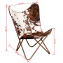 Silla mariposa de cuero auténtico marrón y blanco by vidaXL, Armchairs - Ref: Foro24-243696, Price: 160,28 €, Discount: %