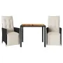 Mesita y sillas con cojines 3 piezas ratán sintético negro by vidaXL, Garden sets - Ref: Foro24-3276855, Price: 335,17 €, Dis...