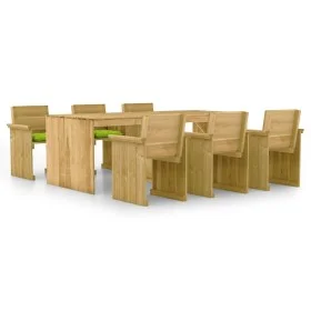 7-piece garden dining table with impregnated pine wood cushions by vidaXL, Garden sets - Ref: Foro24-3065740, Price: 698,07 €...