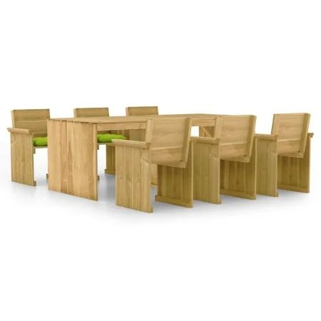 7-piece garden dining table with impregnated pine wood cushions by vidaXL, Garden sets - Ref: Foro24-3065740, Price: 698,07 €...