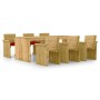 7-piece garden dining table with impregnated pine wood cushions by vidaXL, Garden sets - Ref: Foro24-3065735, Price: 743,42 €...