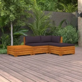 Garden furniture 4 pieces with cushions solid acacia wood by vidaXL, Garden sets - Ref: Foro24-3087308, Price: 539,65 €, Disc...