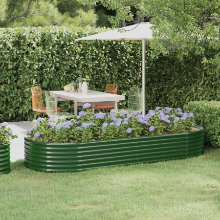 Green powder coated steel flower bed planter 249x100x36 cm by vidaXL, Pots and planters - Ref: Foro24-318993, Price: 57,78 €,...