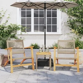 Bistro set 3 pieces beige PE rattan and solid acacia wood by vidaXL, Garden sets - Ref: Foro24-365867, Price: 183,02 €, Disco...