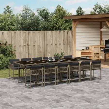 Garden dining set with cushions 13 pieces gray synthetic rattan by vidaXL, Garden sets - Ref: Foro24-3211484, Price: 903,19 €...