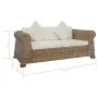 2-seater sofa with natural rattan cushions by vidaXL, Sofas - Ref: Foro24-283073, Price: 597,10 €, Discount: %