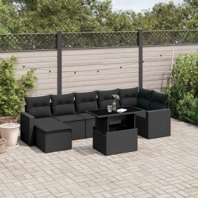 8-teiliges Gartensofa-Set und schwarze synthetische Rattankissen von vidaXL, Gartensets - Ref: Foro24-3267425, Preis: 528,39 ...