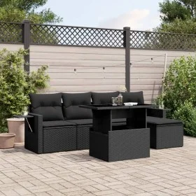 6-teiliges Gartensofa-Set und schwarze synthetische Rattankissen von vidaXL, Gartensets - Ref: Foro24-3267865, Preis: 417,35 ...