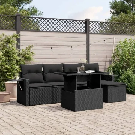 6-piece garden sofa set and black synthetic rattan cushions by vidaXL, Garden sets - Ref: Foro24-3267865, Price: 417,35 €, Di...