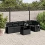 7-teiliges Gartensofa-Set mit schwarzen synthetischen Rattankissen von vidaXL, Gartensets - Ref: Foro24-3267915, Preis: 531,3...