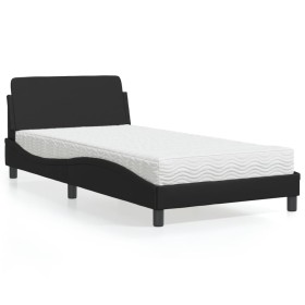 Bed with black synthetic leather mattress 100x200 cm by vidaXL, Beds and slatted bases - Ref: Foro24-3208357, Price: 233,01 €...