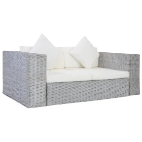 2-seater sofa with gray natural rattan cushions by vidaXL, Sofas - Ref: Foro24-283070, Price: 442,38 €, Discount: %