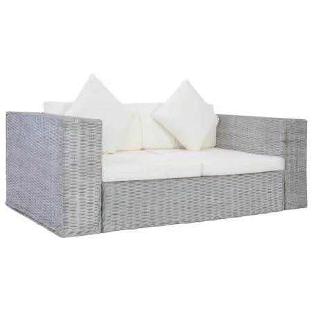 2-seater sofa with gray natural rattan cushions by vidaXL, Sofas - Ref: Foro24-283070, Price: 442,38 €, Discount: %