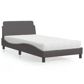 Bed with gray synthetic leather mattress 100x200 cm by vidaXL, Beds and slatted bases - Ref: Foro24-3208360, Price: 292,14 €,...