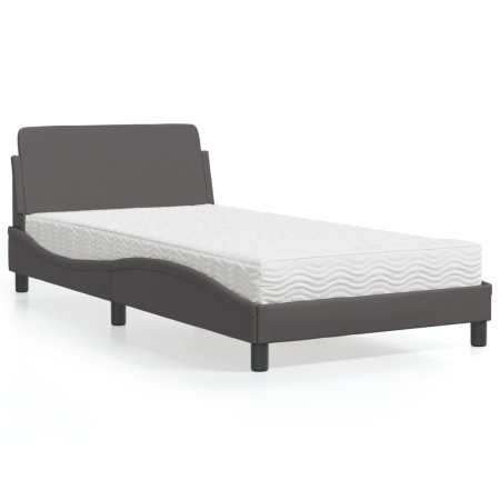 Bett mit grauer Kunstledermatratze 100x200 cm von vidaXL, Betten und Lattenroste - Ref: Foro24-3208360, Preis: 238,33 €, Raba...