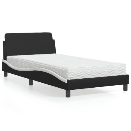 Bett mit schwarz-weißer Kunstledermatratze 100x200 cm von vidaXL, Betten und Lattenroste - Ref: Foro24-3208362, Preis: 233,29...