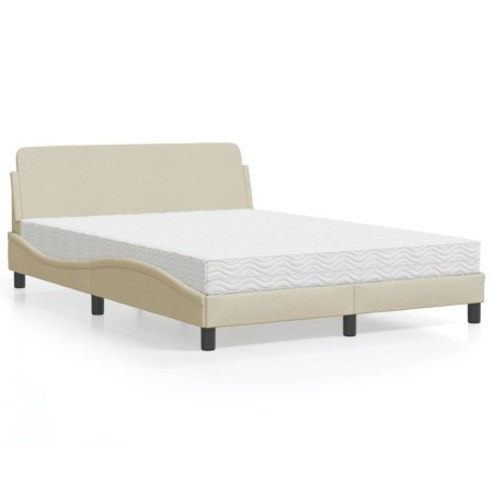Bett mit cremefarbener Stoffmatratze 120x200 cm von vidaXL, Betten und Lattenroste - Ref: Foro24-3208369, Preis: 331,41 €, Ra...