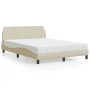 Bett mit cremefarbener Stoffmatratze 120x200 cm von vidaXL, Betten und Lattenroste - Ref: Foro24-3208369, Preis: 331,41 €, Ra...