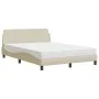 Bed with cream fabric mattress 120x200 cm by vidaXL, Beds and slatted bases - Ref: Foro24-3208369, Price: 346,10 €, Discount: %