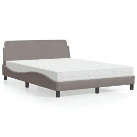 Bed with taupe gray fabric mattress 140x190 cm by vidaXL, Beds and slatted bases - Ref: Foro24-3208388, Price: 335,73 €, Disc...