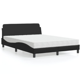 Bed with black synthetic leather mattress 140x190 cm by vidaXL, Beds and slatted bases - Ref: Foro24-3208397, Price: 338,91 €...