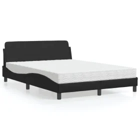 Bed with black synthetic leather mattress 140x190 cm by vidaXL, Beds and slatted bases - Ref: Foro24-3208397, Price: 359,85 €...