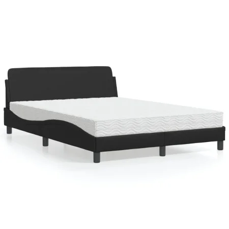 Bed with black synthetic leather mattress 140x190 cm by vidaXL, Beds and slatted bases - Ref: Foro24-3208397, Price: 359,81 €...