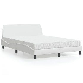 Bed with white synthetic leather mattress 140x200 cm by vidaXL, Beds and slatted bases - Ref: Foro24-3208418, Price: 380,51 €...