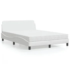 Bed with white synthetic leather mattress 140x200 cm by vidaXL, Beds and slatted bases - Ref: Foro24-3208418, Price: 373,47 €...